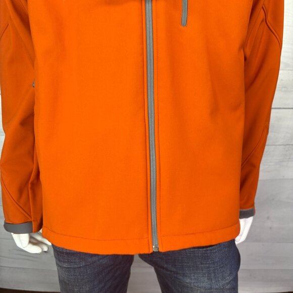 NEW Kirkland Signature Mens XL Softshell Jacket Orange Zip Microfleece Lined - Picture 4 of 11